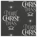 メリーなキリストMasのキリスト教のクリスマスの黒のチョーク ファブリック