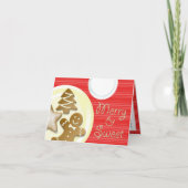 メリーなクッキー及び甘い赤のストライブ柄の休日を搾り出して下さい シーズンカード (正面)