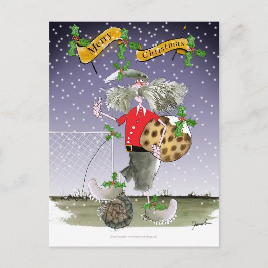 メリーなクリスマスのフットボールのファン シーズンポストカード (正面)