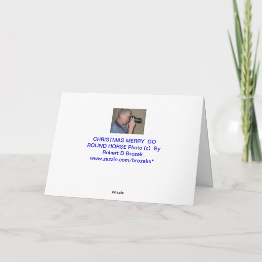 メリーなクリスマスカードクリスマスは円形の馬の行きます シーズンカード (裏面)