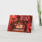 メリーなクリスマスカードクリスマスは円形の馬の行きます シーズンカード (正面)