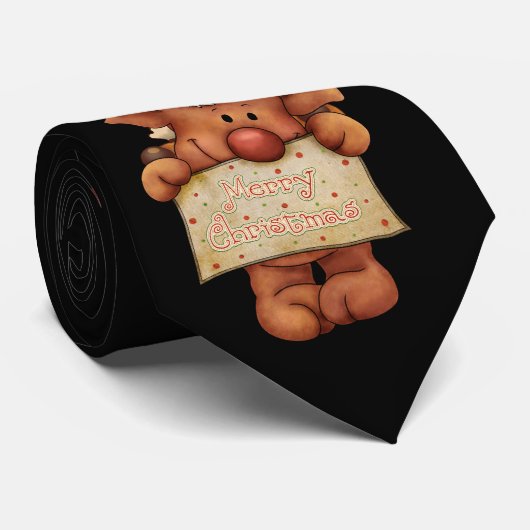 メリーなサンタおよびかわいいトナカイが付いているクリスマスのタイ ネクタイ (ロール)