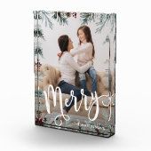 メリーなスクリプトと名前がついた素朴なクリスマス フォトブロック (右)