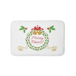 メリーなフィットネスのクリスマスのリースのバス・マット バスマット