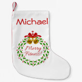 メリーなフィットネスのリースのカスタムなクリスマスのストッキング スモールクリスマスストッキング (正面)