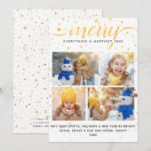 メリーなホリデーカード + 色合わせのタイポグラフィー シーズンカード (正面/裏面)