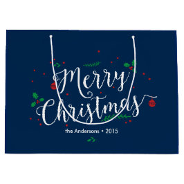 メリーなヤドリギの休日のギフトバッグ ラージペーパーバッグ