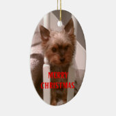 メリーなヨークシャーテリアのクリスマス セラミックオーナメント (右)