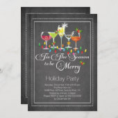 メリーな休日のカクテルのパーティの招待状があって下さい 招待状 (正面/裏面)