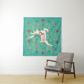 メリーな休日のティール（緑がかった色）のトナカイ タペストリー (インサイチュ)