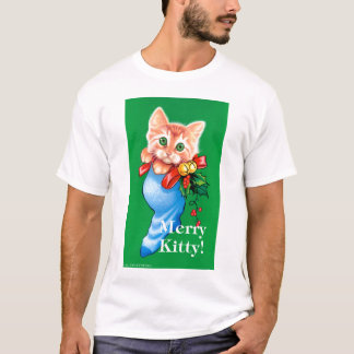 メリーな子猫! 白いTシャツ Tシャツ