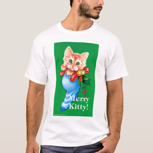 メリーな子猫! 白いTシャツ Tシャツ (正面)