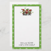 メリーな小妖精や小人のカスタムなクリスマスの文房具 便箋 (正面/裏面)