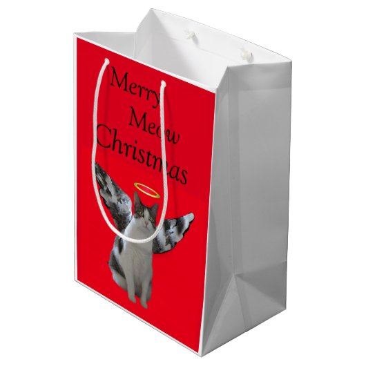 メリーな猫の天使のクリスマス ミディアムペーパーバッグ (裏面アングル)