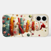 メリーな編み込みクリスマスツリーの雪だるま Case-Mate iPhoneケース (裏面 (横))