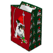 メリーな英国のブルドッグのクリスマス ミディアムペーパーバッグ (裏面アングル)