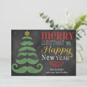 メリーな髭の黒板の平らなクリスマスカード シーズンカード (スタンド正面)