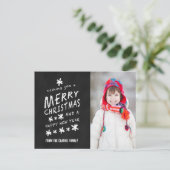 メリーな黒板のクリスマスの休日の写真 シーズンポストカード (スタンド正面)
