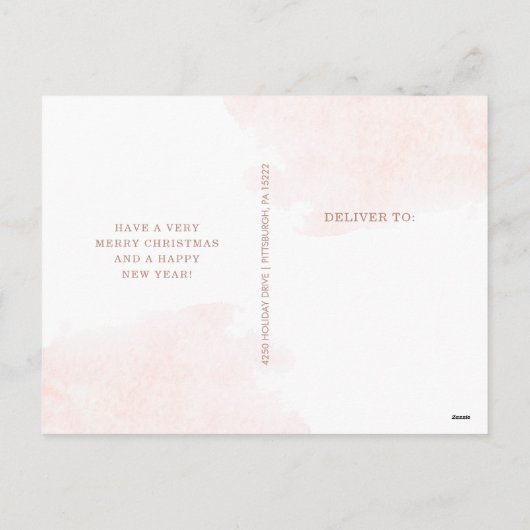 メリーな|ののどのばら色の金ゴールドおよび赤面のクリスマスの写真 シーズンポストカード (裏面)