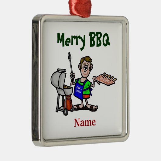メリーなBBQの人の料理はクリスマスのオーナメントを肋骨で補強します メタルオーナメント (右)