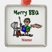 メリーなBBQの人の料理はクリスマスのオーナメントを肋骨で補強します メタルオーナメント (正面)