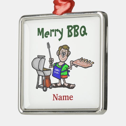 メリーなBBQの人の料理はクリスマスのオーナメントを肋骨で補強します メタルオーナメント (左)
