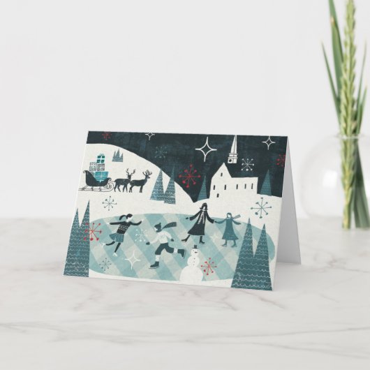 メリーなChristmastimeのスケートで滑る場面 シーズンカード (正面)