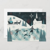 メリーなChristmastimeのスケートで滑る場面 シーズンポストカード (正面/裏面)