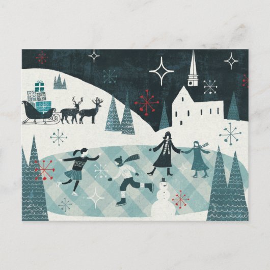 メリーなChristmastimeのスケートで滑る場面 シーズンポストカード (正面)