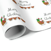 メリーなCluckmas! サンタおよび鶏の包装紙 ラッピングペーパー (ロールコーナー)