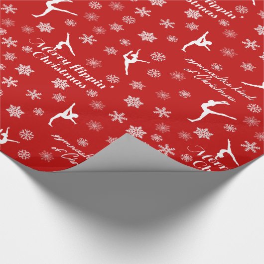 メリーなFlippinのクリスマスの赤の休日 ラッピングペーパー (角)