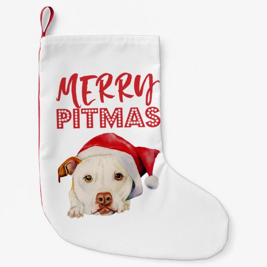 メリーなPitmas |かわいいサンタピット・ブルテリア犬 スモールクリスマスストッキング (正面)