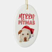 メリーなPitmas |かわいいサンタピット・ブルテリア犬 セラミックオーナメント (右)