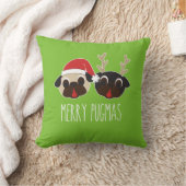 メリーなPugmasのクリスマスの枕トナカイ及びサンタのパグ クッション (ブランケット)