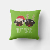 メリーなPugmasのクリスマスの枕トナカイ及びサンタのパグ クッション (裏面)