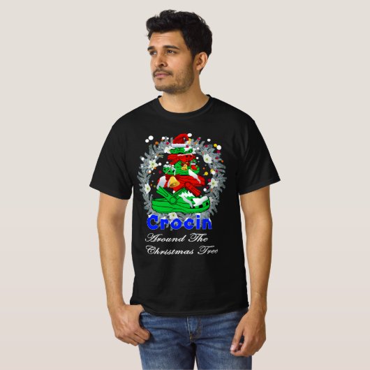 メリーのまわりにクリスマスの木をクロシン Tシャツ (正面フル)