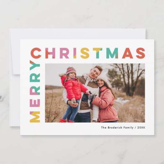 メリーはっきりしたカラフルクリスマスの写真 シーズンカード (正面)