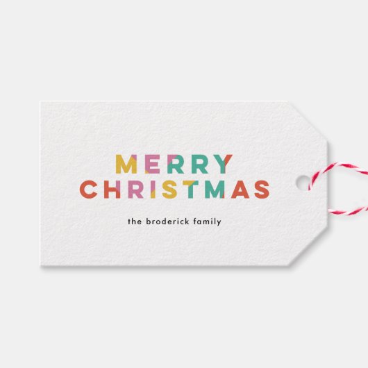 メリーはっきりしたカラフルクリスマス ギフトタグ (正面(横))