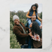 メリーはっきりしたクリスマスラックス写真喜びモダン金ゴールド 箔シーズンカード (裏面)