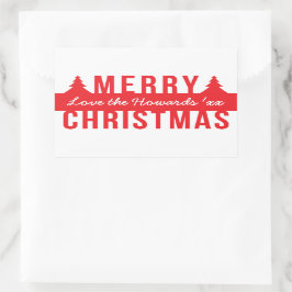 メリーはっきりしたクリスマス切り出しの木 長方形シール