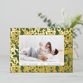 メリーはっきりしたクリスマス金ゴールドグリーンボタニカルフレーム 箔シーズンカード (立ち正面)