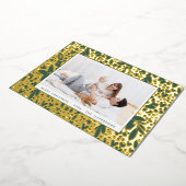 メリーはっきりしたクリスマス金ゴールドグリーンボタニカルフレーム 箔シーズンカード (回転した状態)