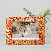 メリーはっきりしたクリスマス金ゴールド赤い植物体 箔シーズンカード (立ち正面)