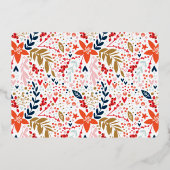 メリーはっきりしたクリスマス金ゴールド赤い植物体 箔シーズンカード (裏面)