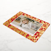 メリーはっきりしたクリスマス金ゴールド赤い植物体 箔シーズンカード (回転した状態)