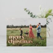 メリーはっきりしたス・クリスマ独身のス写真のパーソナライズ 箔シーズンカード (立ち正面)