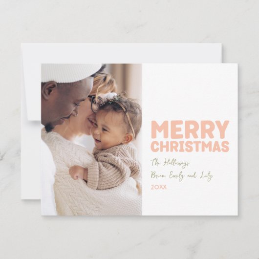 メリーはっきりしたモダンクリスマス1枚の写真 シーズンカード (正面)