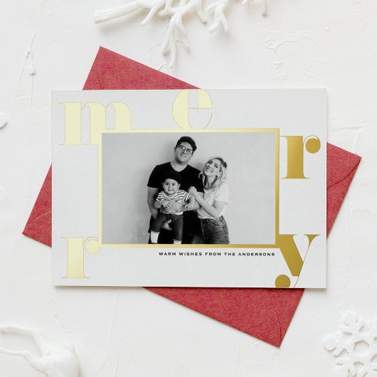 メリーはっきりしたモダンタイポグラフィ 箔シーズンカード