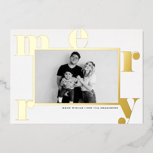 メリーはっきりしたモダンタイポグラフィ 箔シーズンカード (正面)