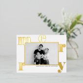 メリーはっきりしたモダンタイポグラフィ 箔シーズンポストカード (立ち正面)